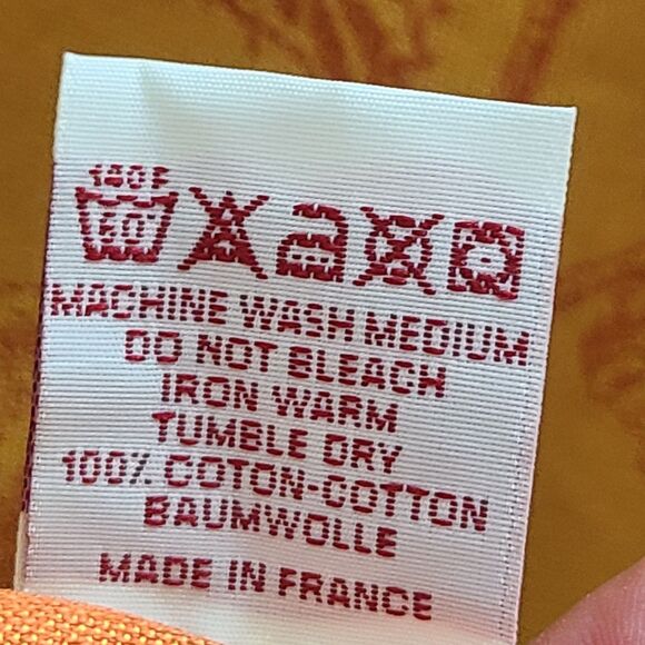 Garnier linge de table Thiebaut Cotton French Tablecloth yellow orange 67x94 new - Picture 8 of 10